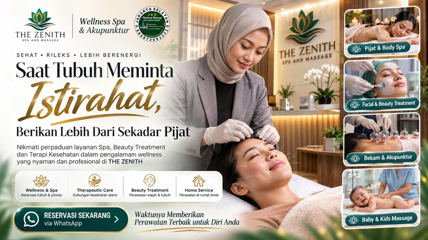Pemandangan ruang wellness spa premium dengan nuansa tenang di THE ZENITH Jakarta Selatan